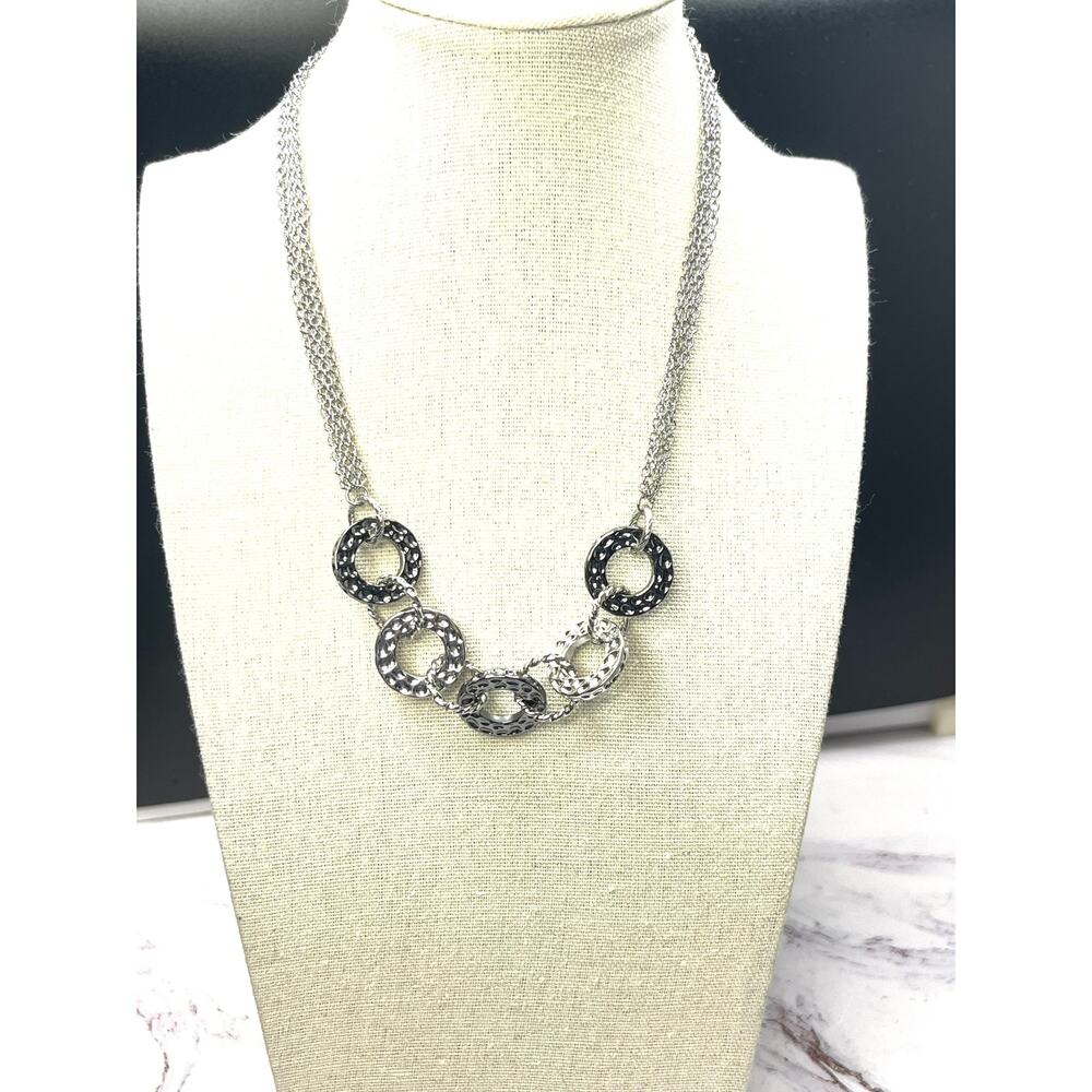Vintage Lia Sophia Silver Tone Hammer Collar Necklace